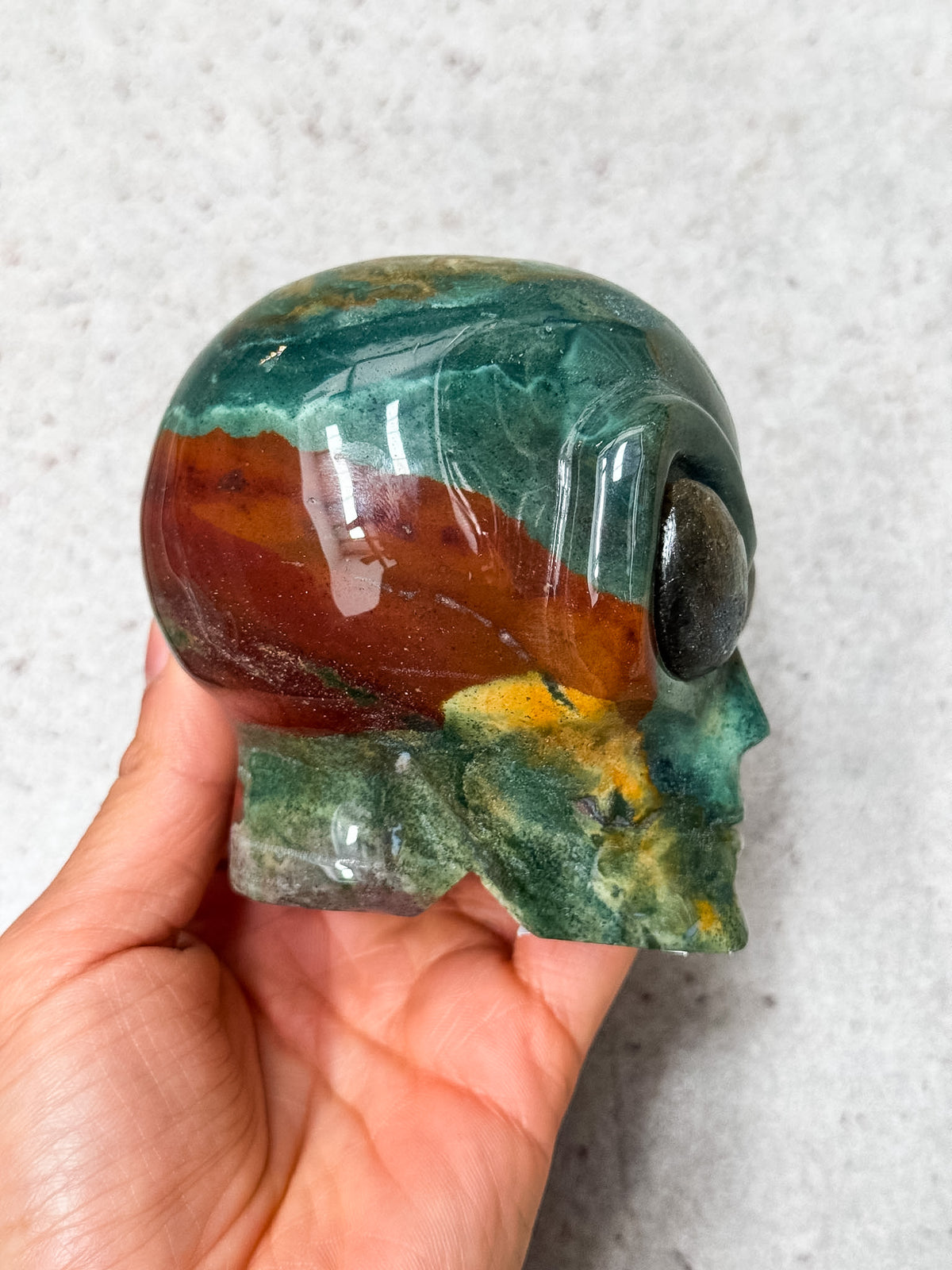 Ocean Jasper and Labradorite Alien Head