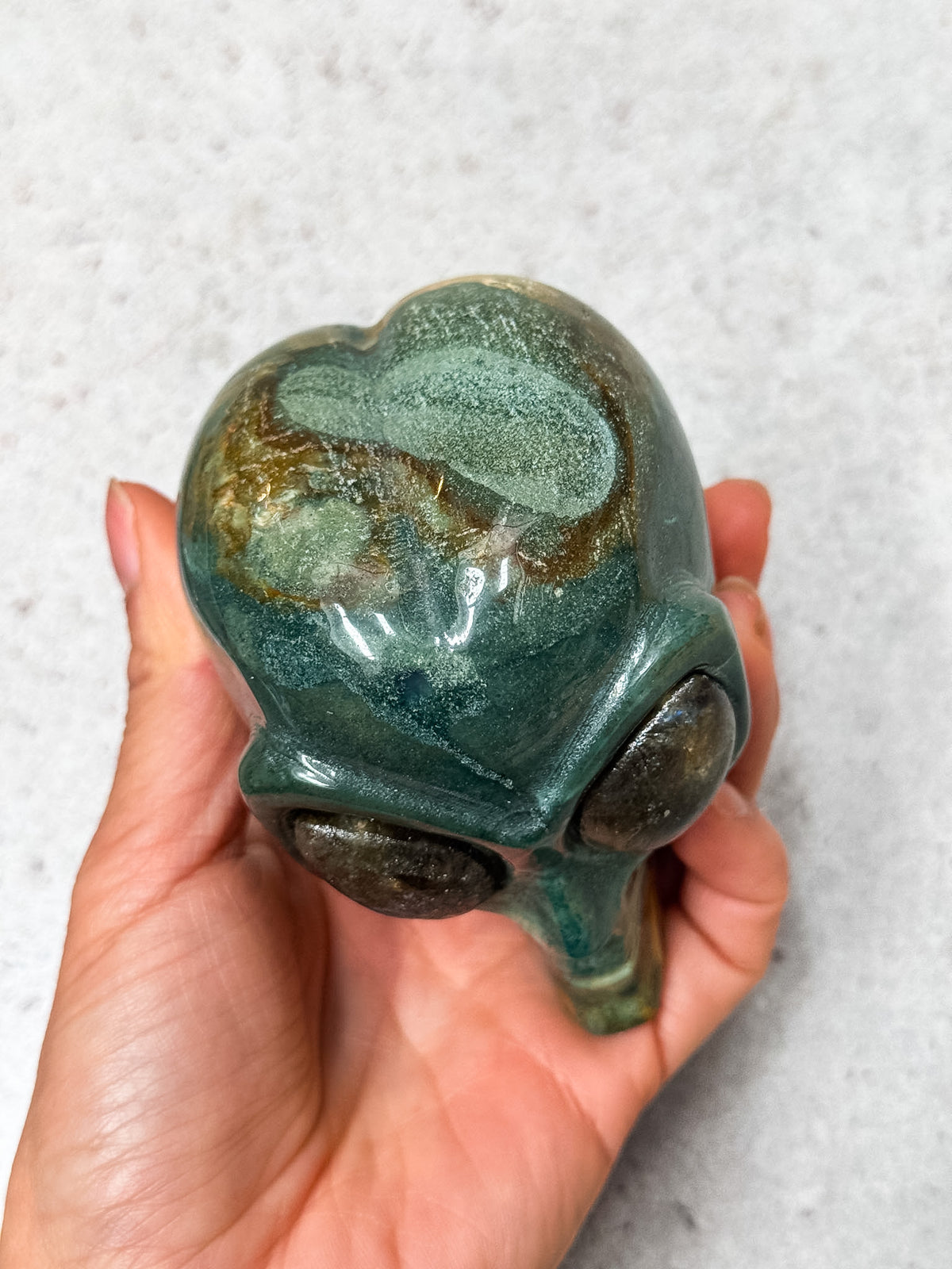 Ocean Jasper and Labradorite Alien Head