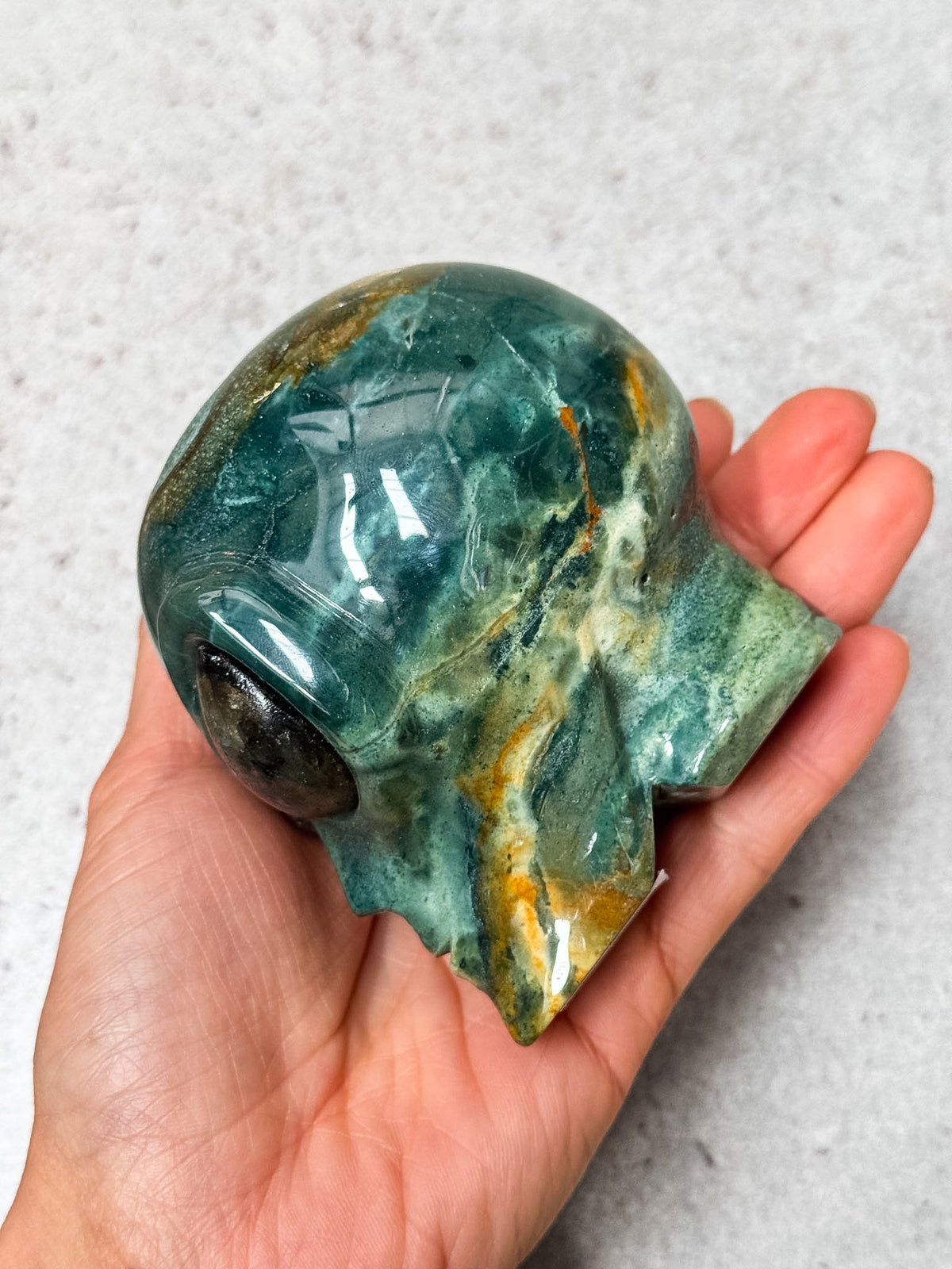 Ocean Jasper and Labradorite Alien Head