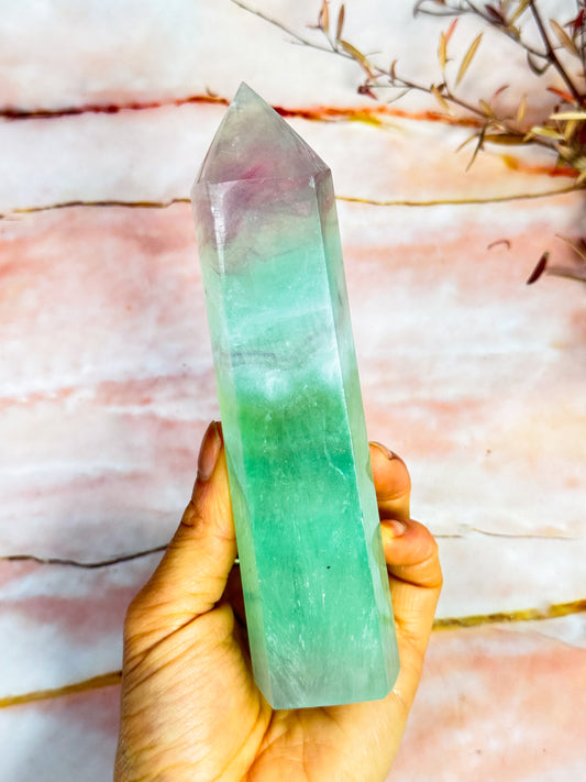 Watermelon Fluorite Tower