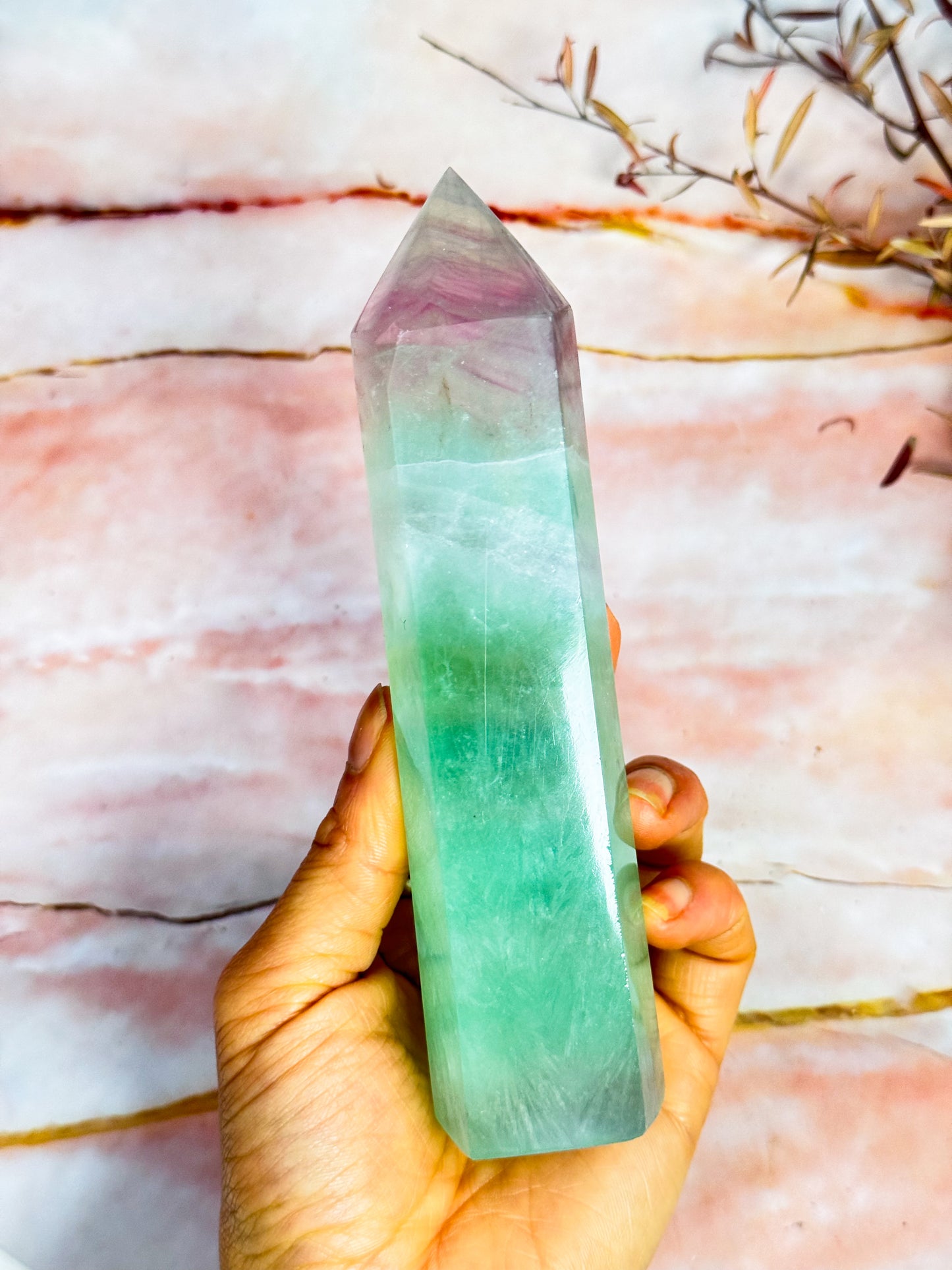 Watermelon Fluorite Tower