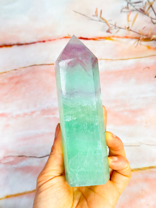 Watermelon Fluorite Tower