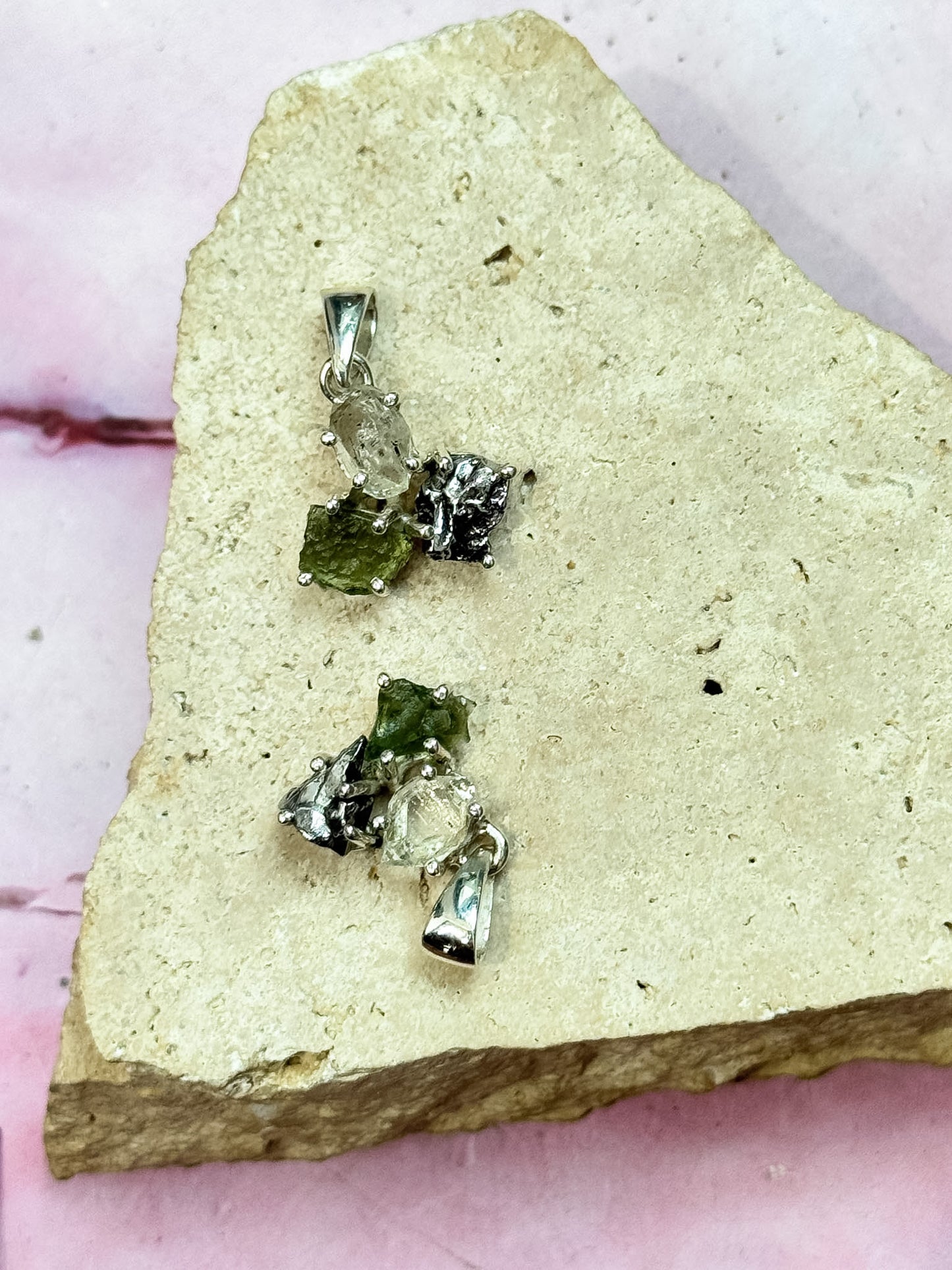 Moldavite, Herkimer Diamond, Campo Del Cielo Meteorite Pendants