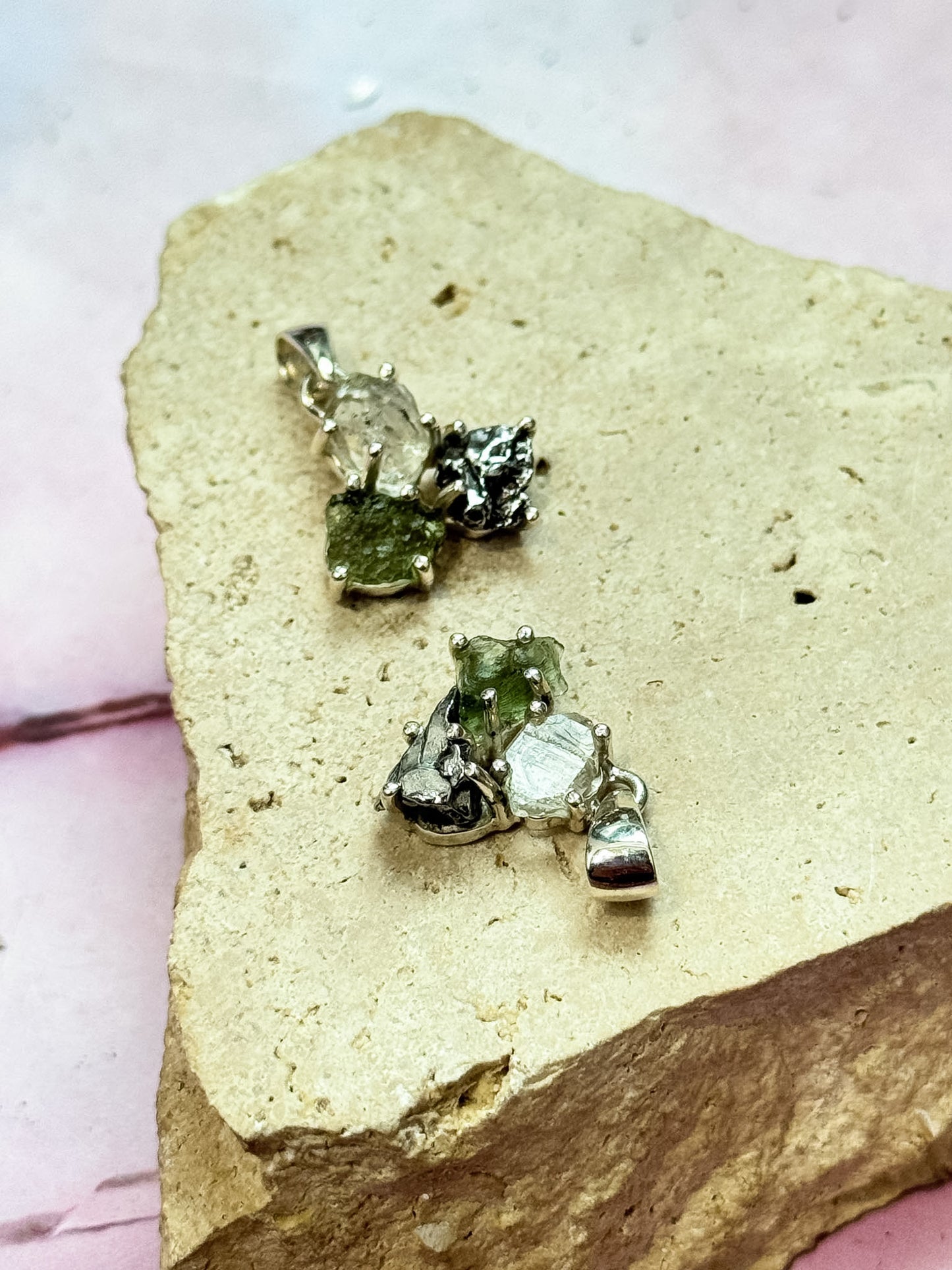 Moldavite, Herkimer Diamond, Campo Del Cielo Meteorite Pendants