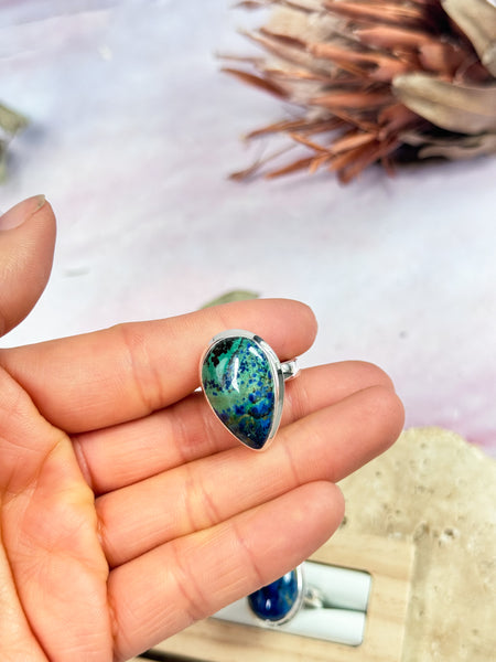 Azurite and Malachite Rings