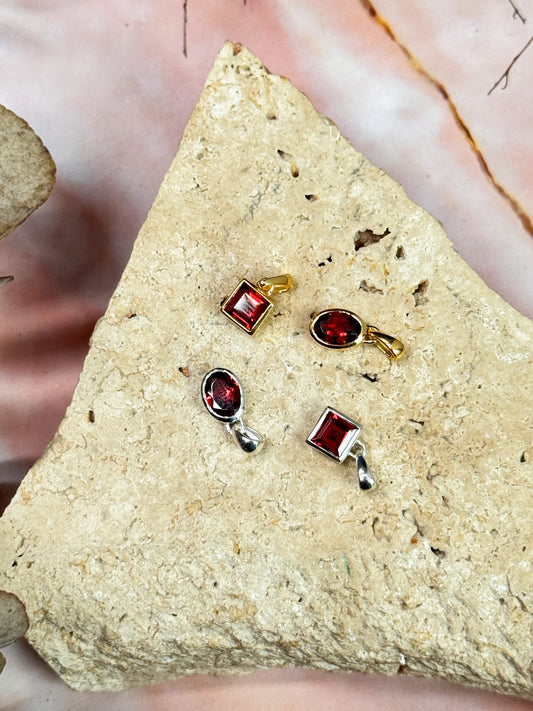 Dainty Garnet Pendants