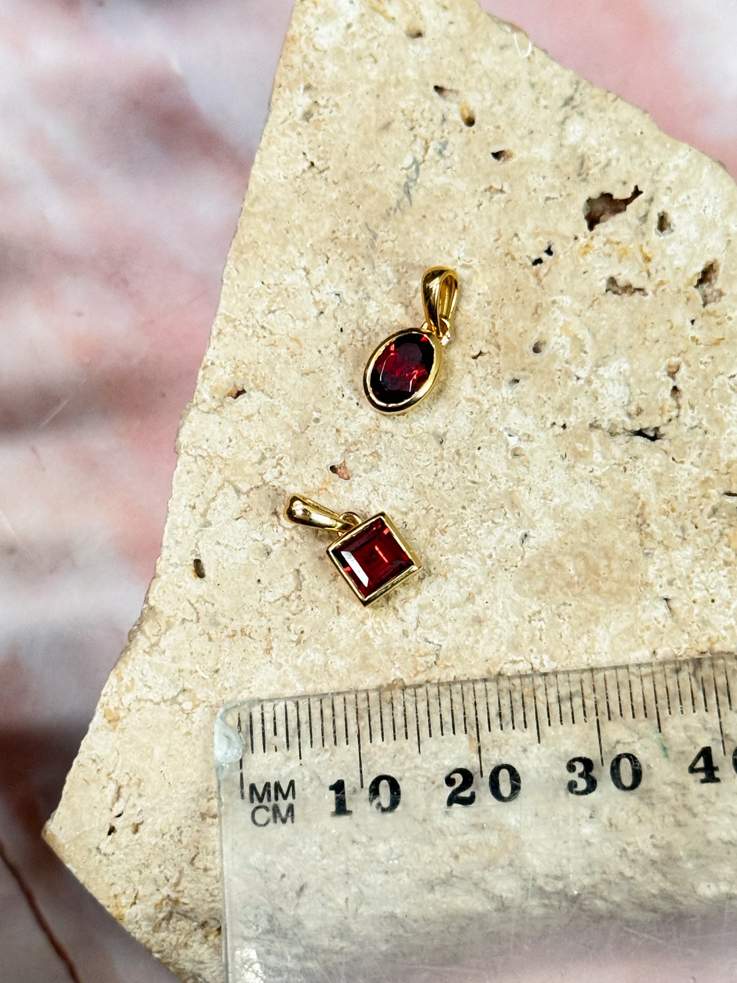 Dainty Garnet Pendants