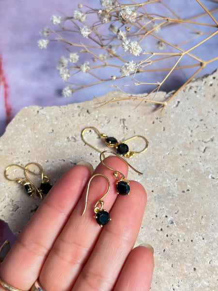 18K Gold Vermeil Black Onyx Earrings