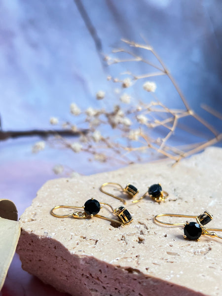 18K Gold Vermeil Black Onyx Earrings