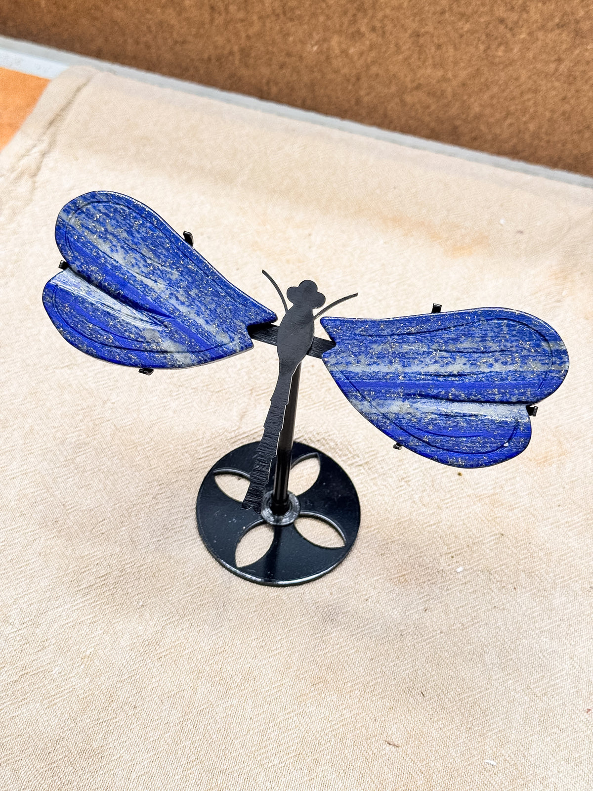 Lapis Lazuli Dragonfly on Stand