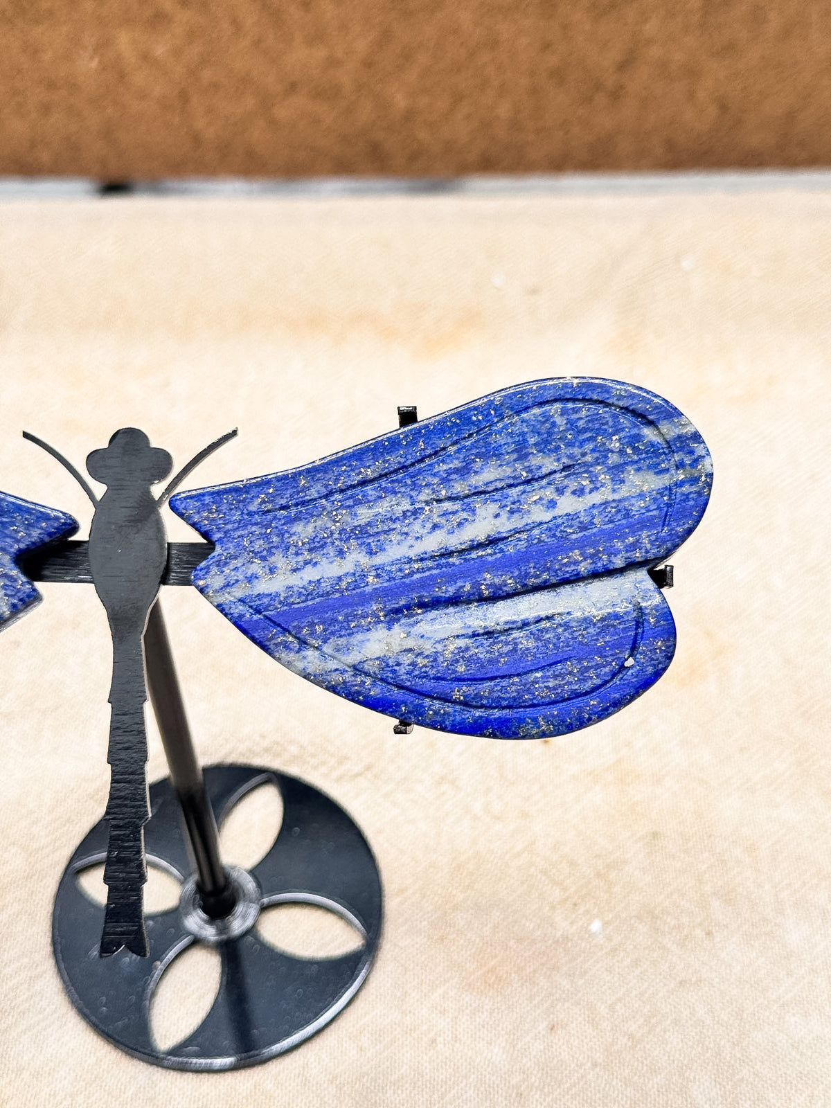 Lapis Lazuli Dragonfly on Stand