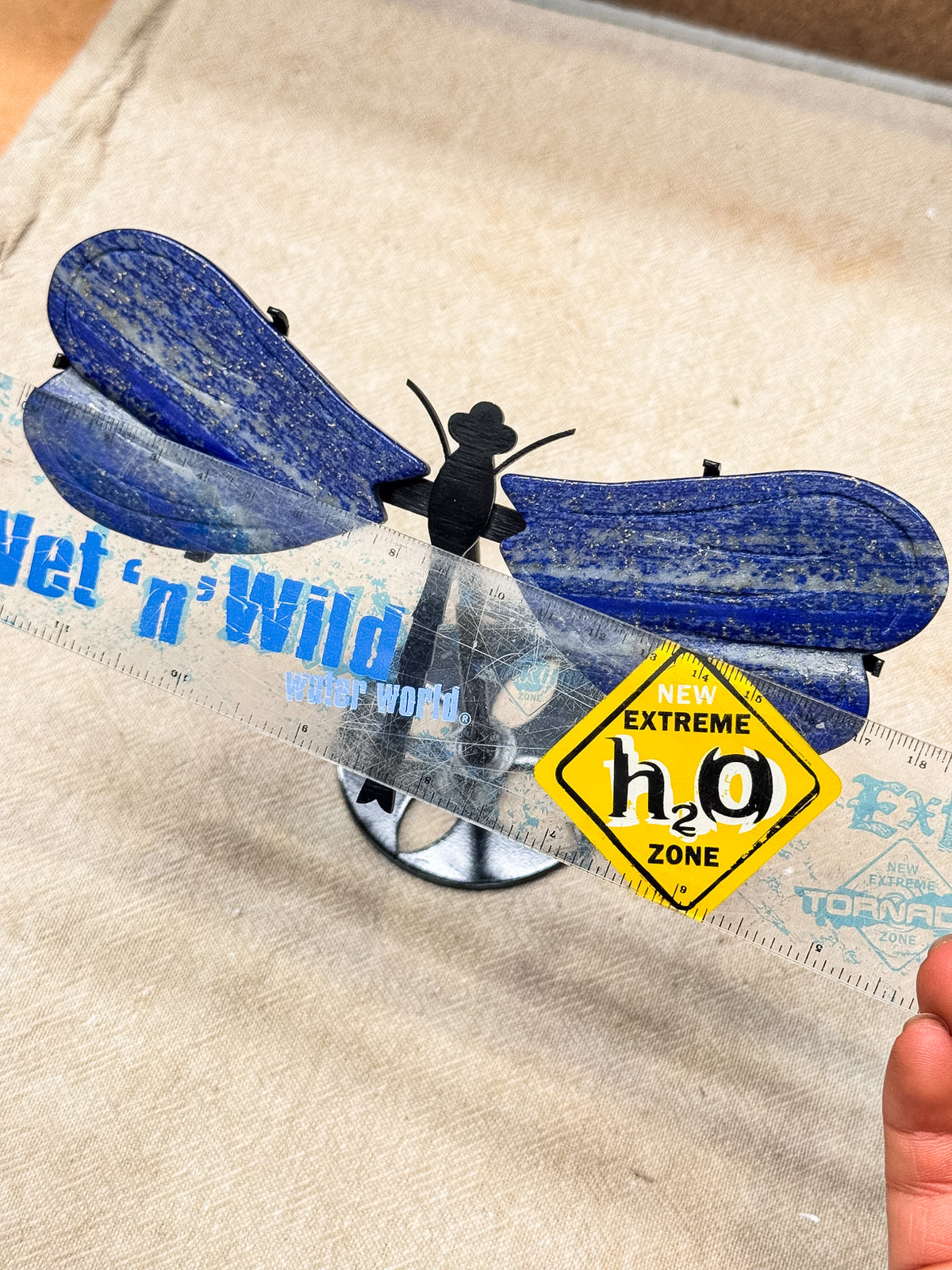 Lapis Lazuli Dragonfly on Stand