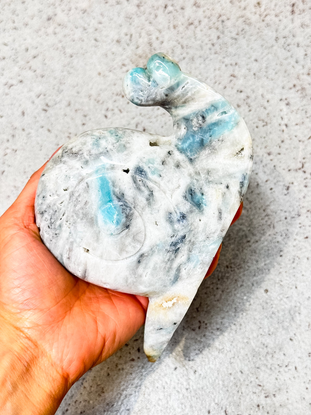 Blue Jasper Snail Carving