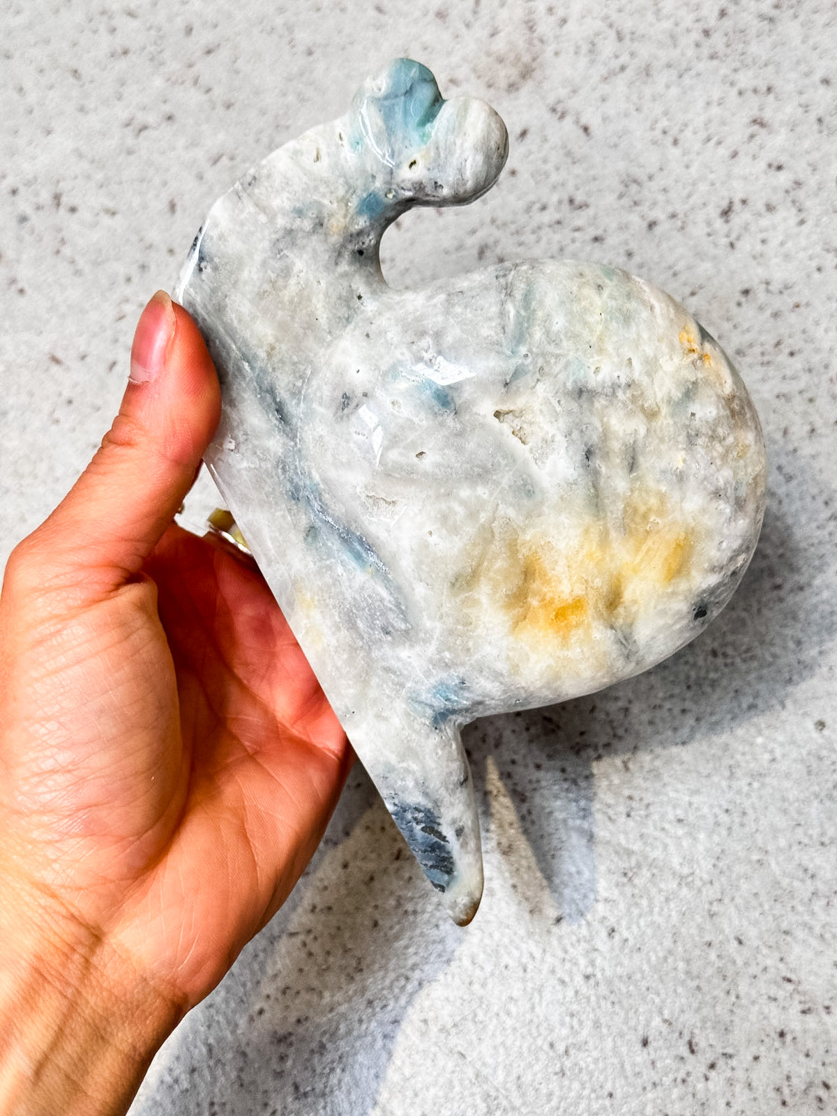 Blue Jasper Snail Carving