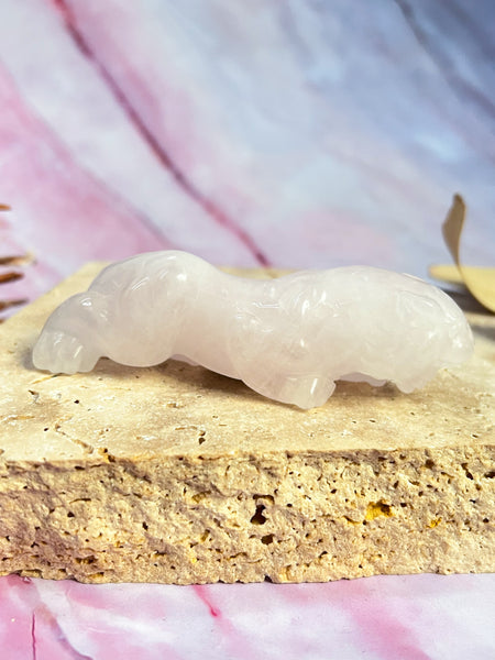 Rose Quartz Jaguar Carving