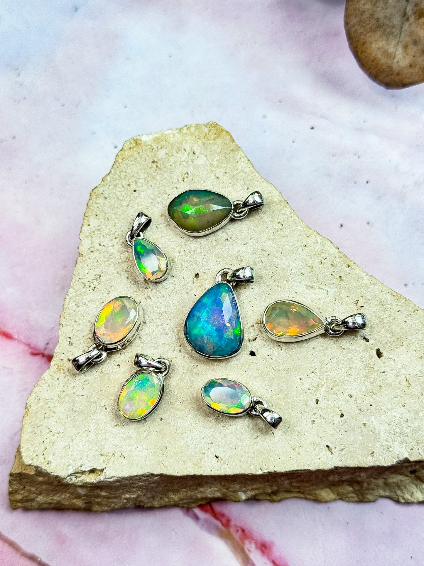Ethiopian Opal Faceted Pendants