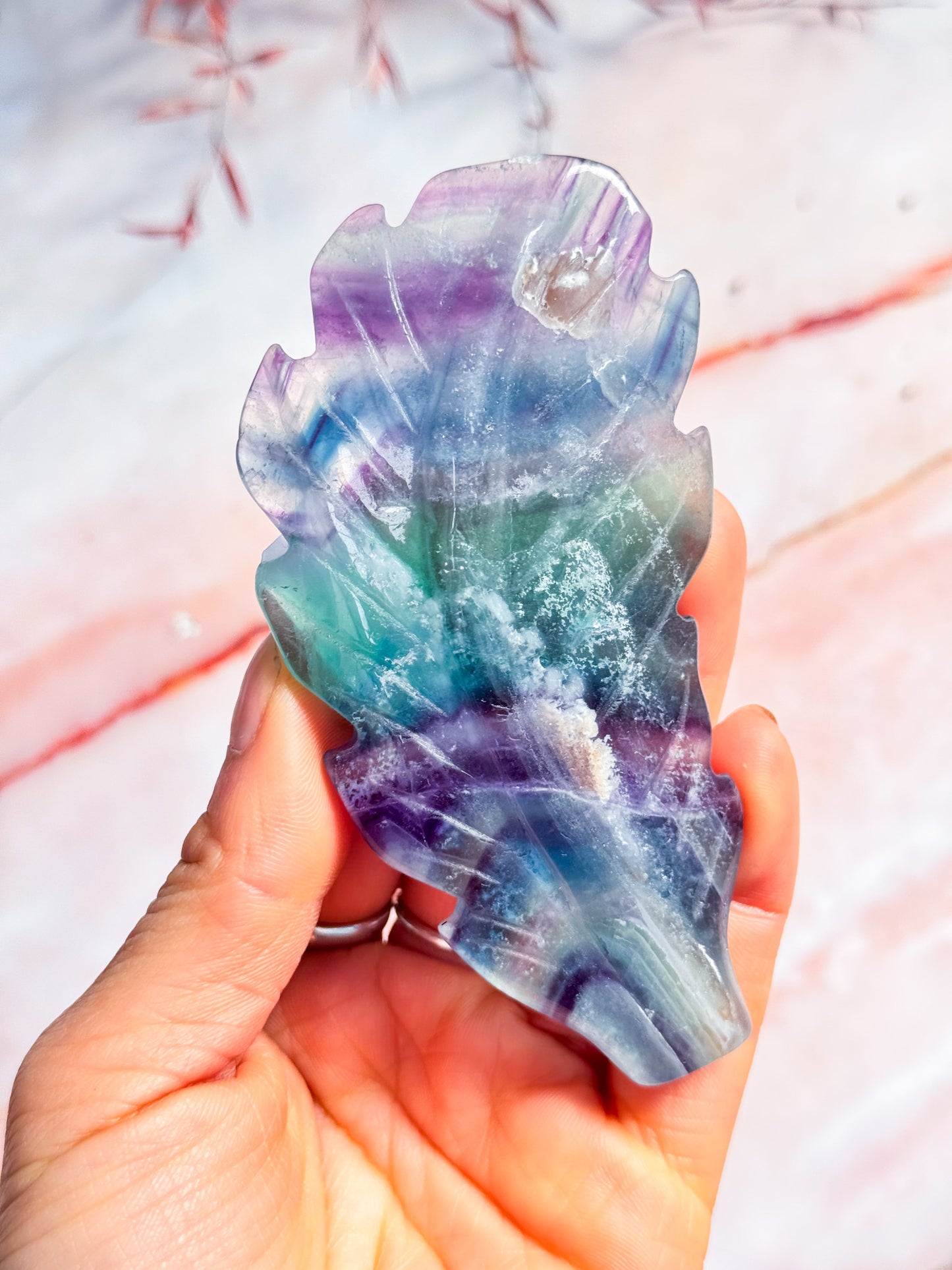 Fluorite Feather Carvings