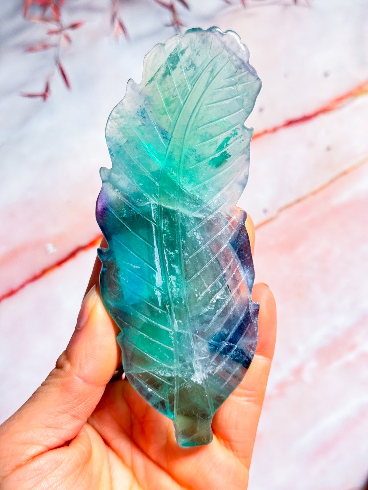 Fluorite Feather Carvings