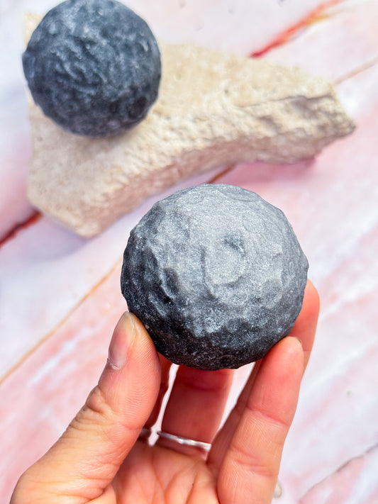Silver Sheen Obsidian Moon Carvings