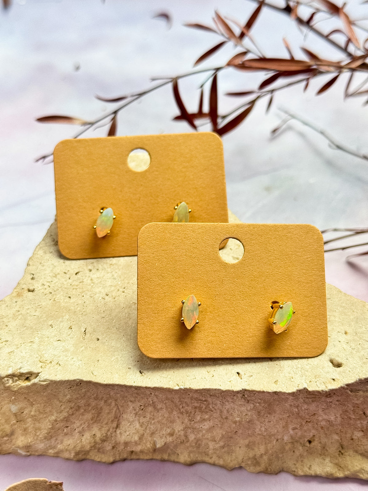 18k Gold Vermeil Ethiopian Opal Studs