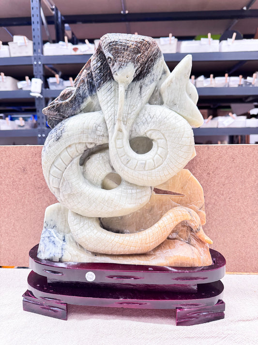 XL Jade Snake on Stand Carving