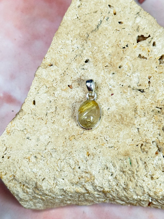 Gold Rutilated Quartz Pendants