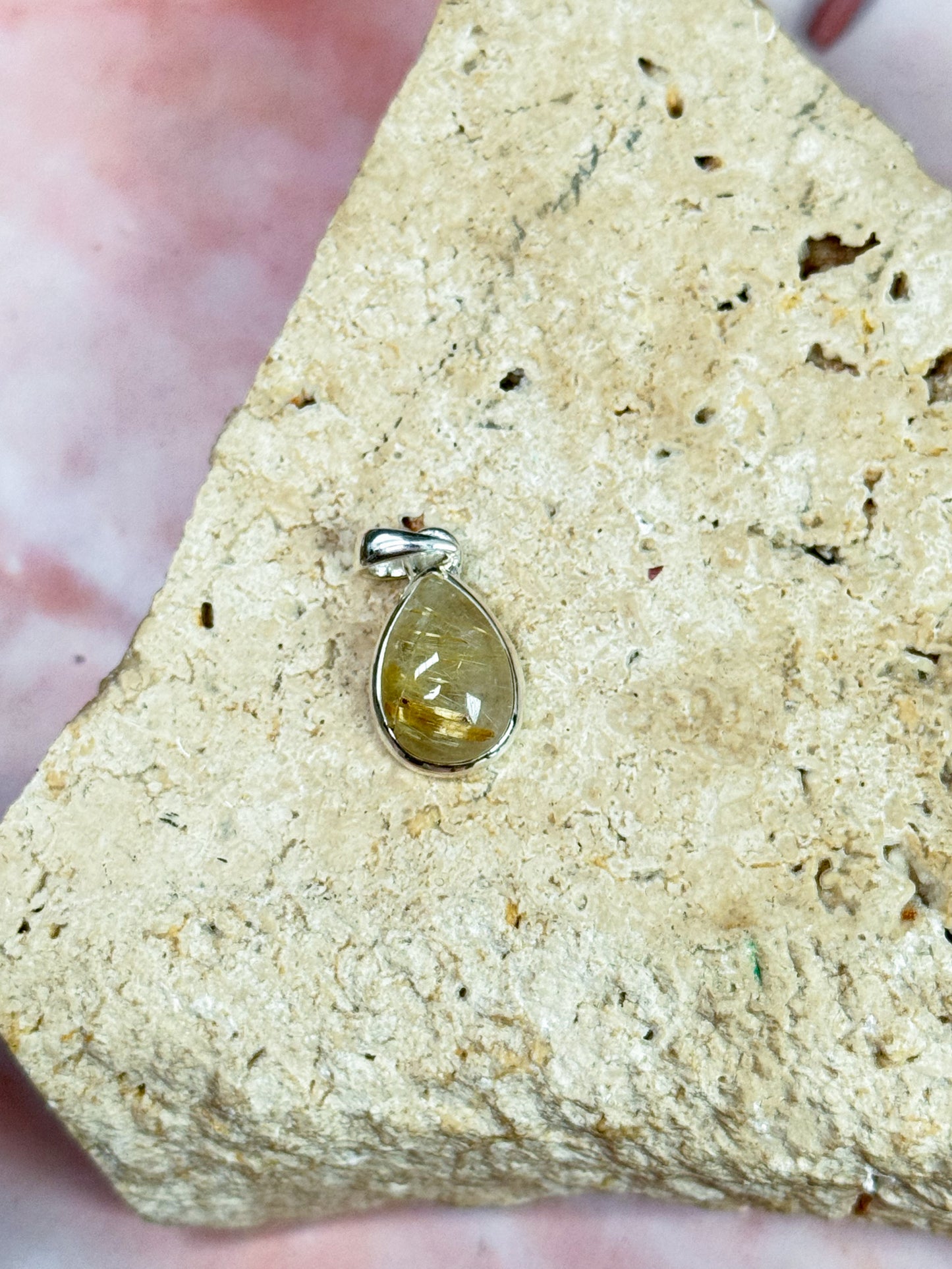 Gold Rutilated Quartz Pendants