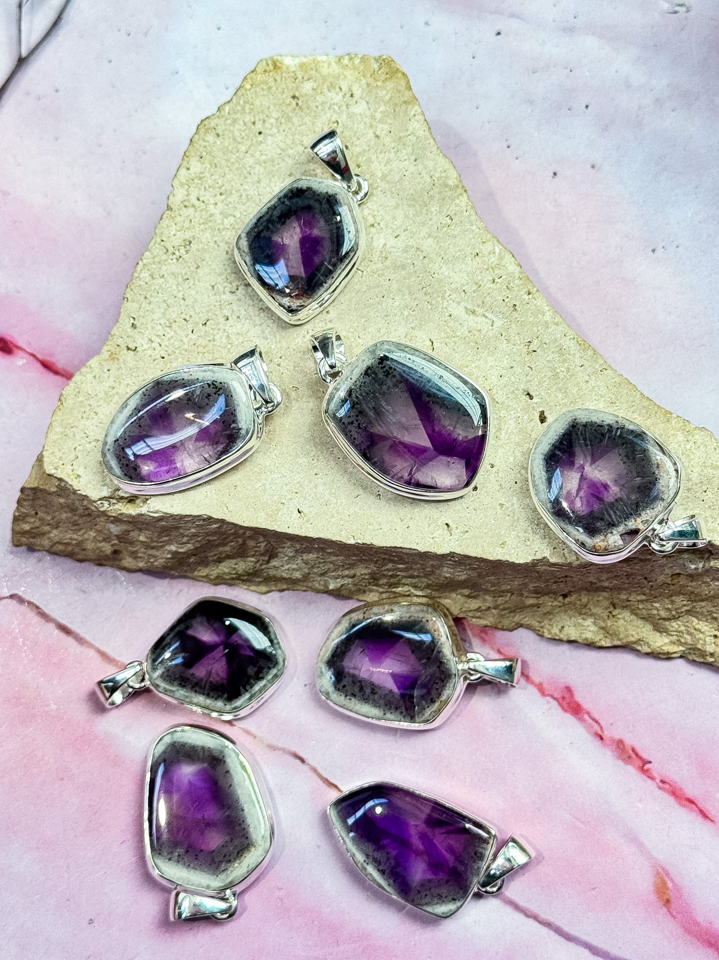 Atomic Amethyst Pendants