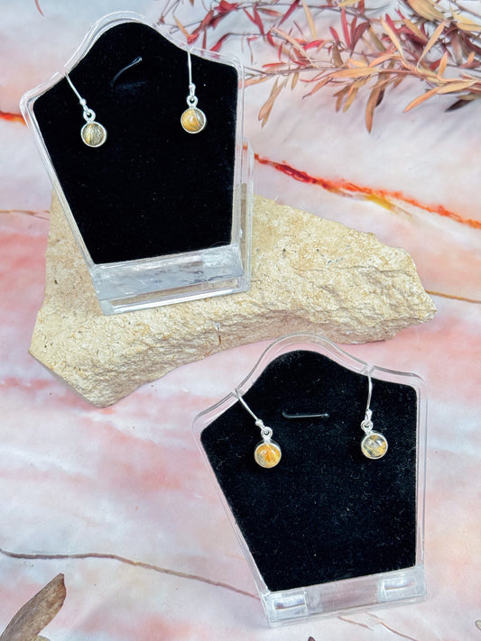 Gold Rutilated Quartz Earrings