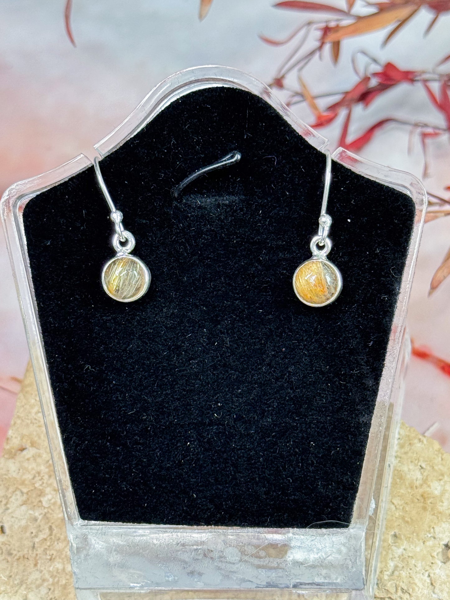 Gold Rutilated Quartz Earrings
