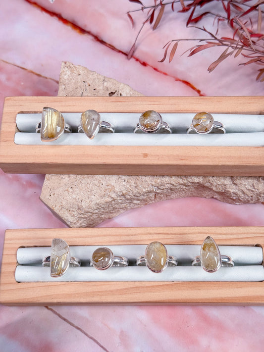 Gold Rutilated Quartz Rings