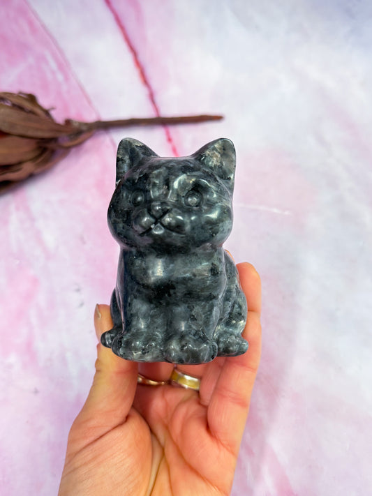 Larvikite Cat Carving