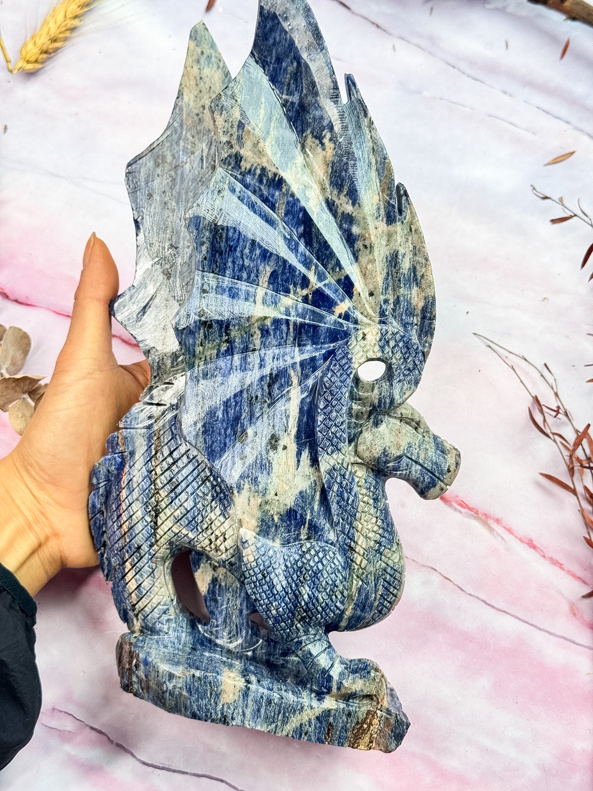 Sodalite Dragon Carving