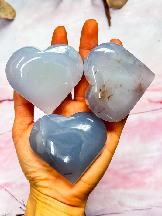 Blue Chalcedony Hearts