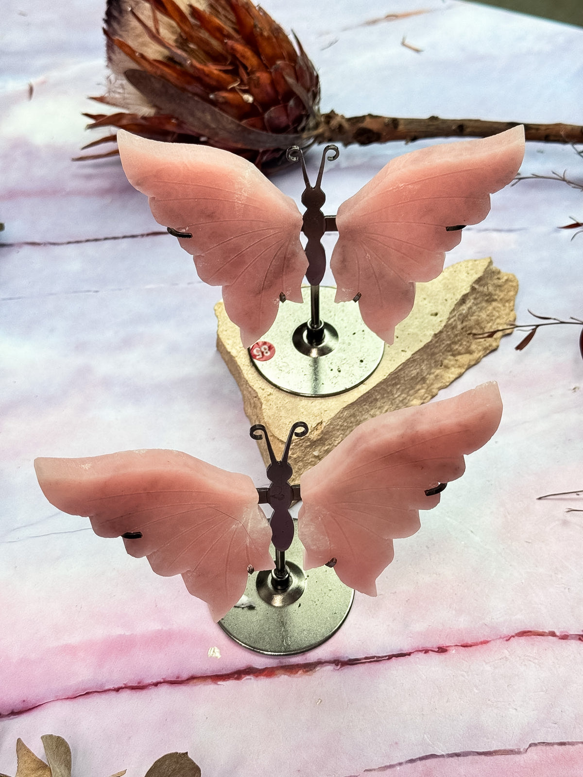 Pink Opal Butterfly Wing Pairs