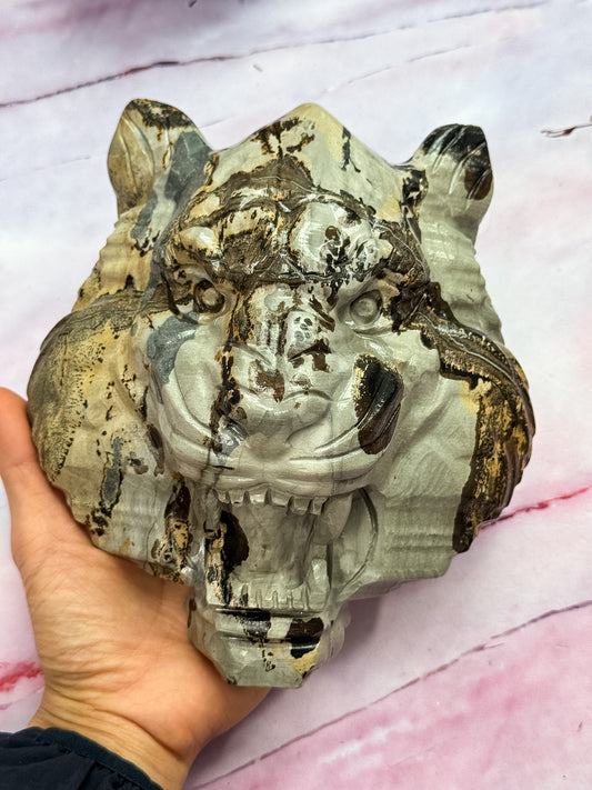 Picture Jasper Tiger Head Carving