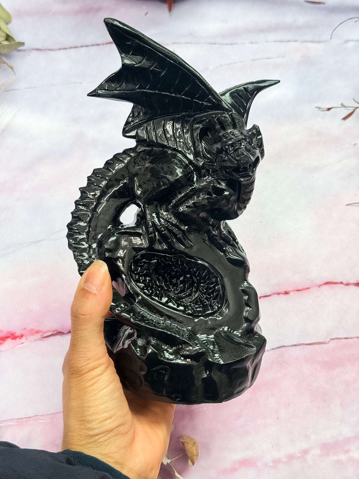 Obsidian Dragon Carving
