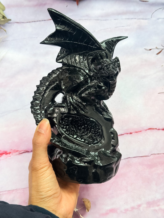Obsidian Dragon Carving
