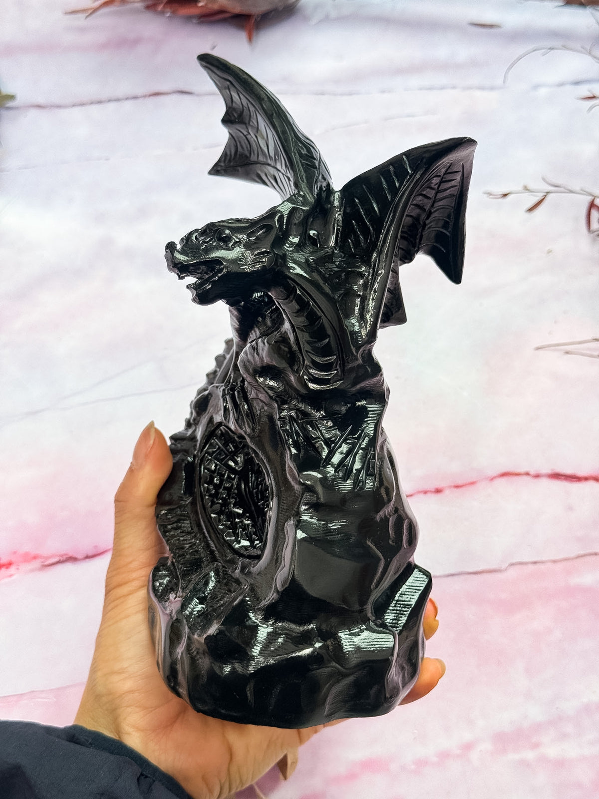 Obsidian Dragon Carving