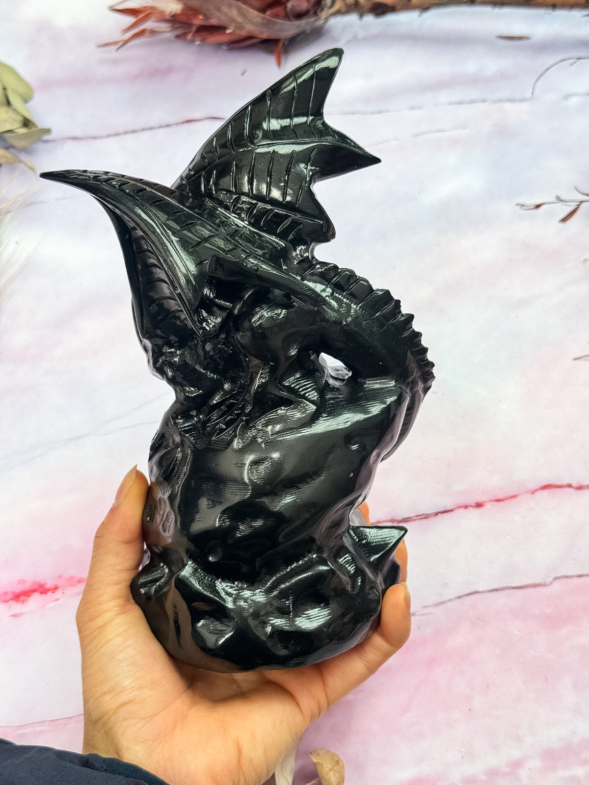 Obsidian Dragon Carving