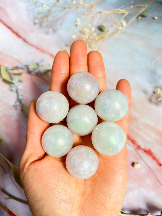 Aura Rose Quartz Spheres