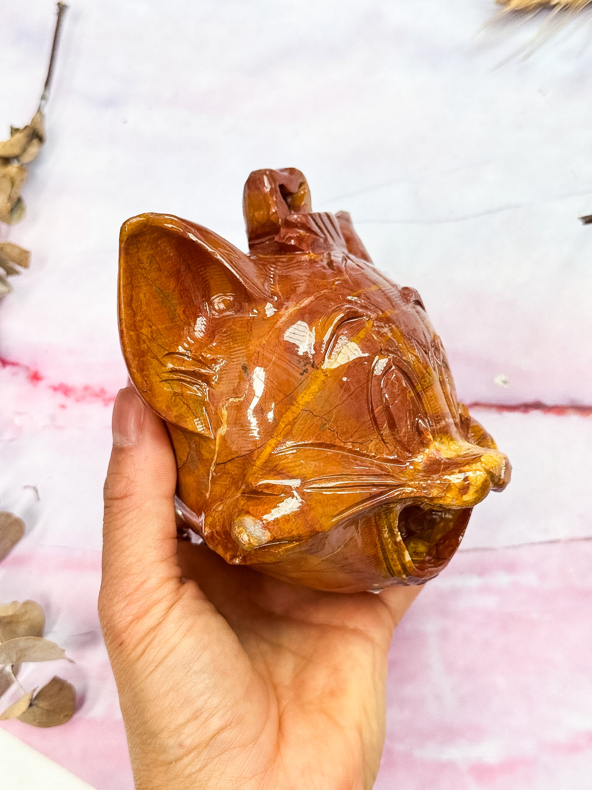 Red Jasper Tom and Jerry Carving