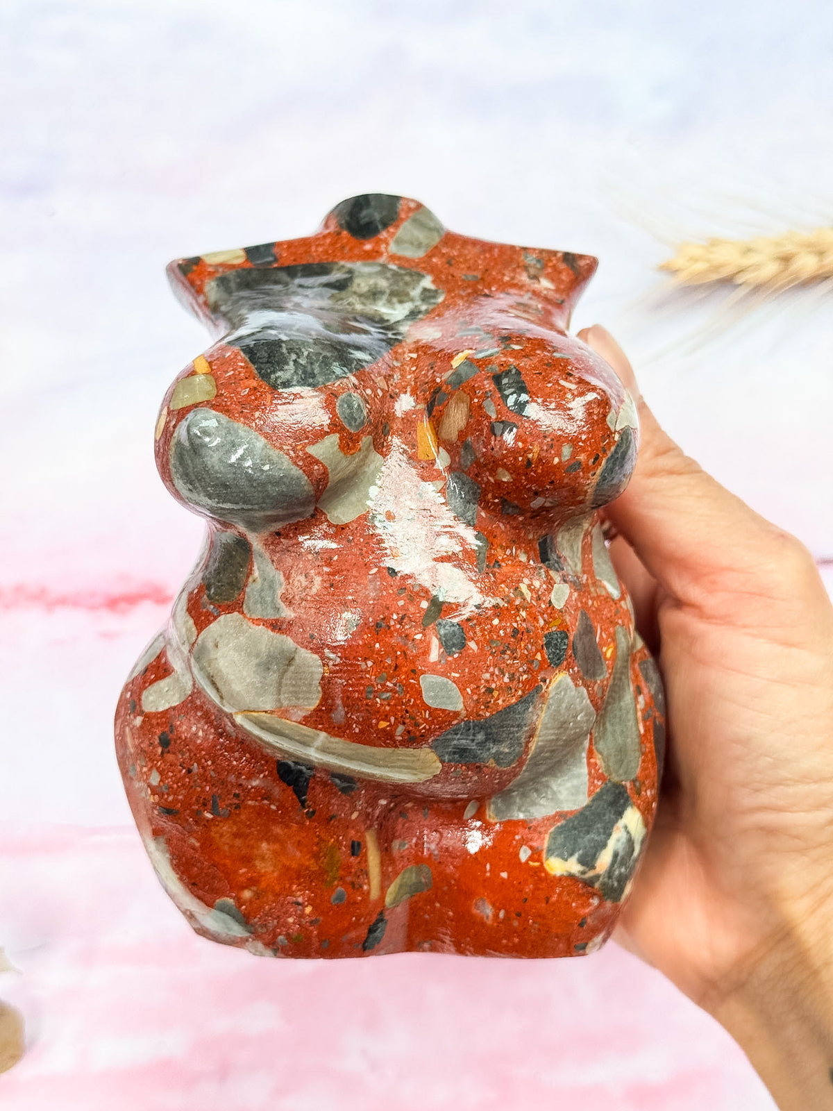Brecciated Red Jasper Curvy Torso