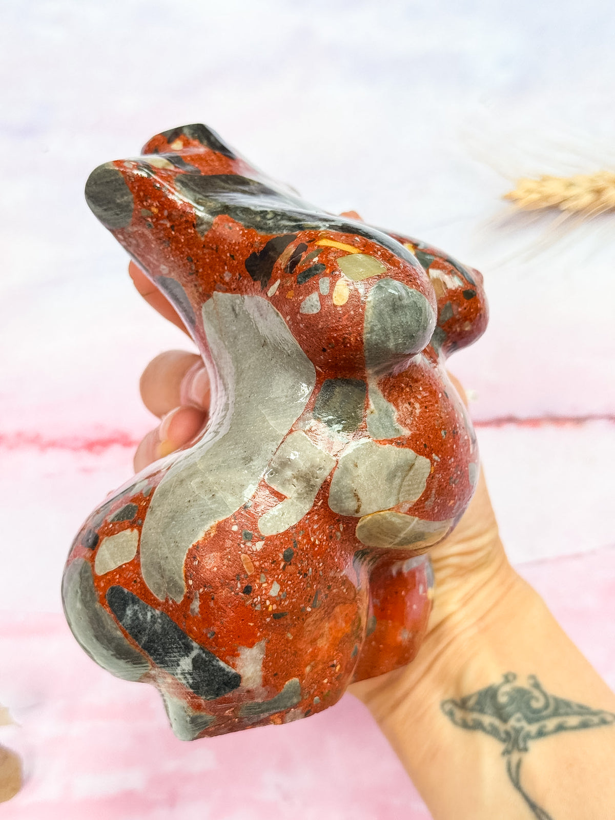 Brecciated Red Jasper Curvy Torso