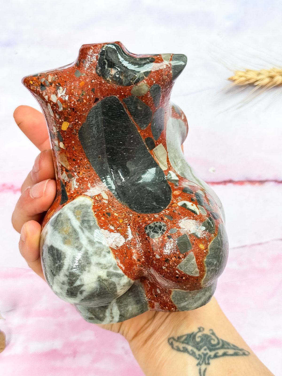 Brecciated Red Jasper Curvy Torso
