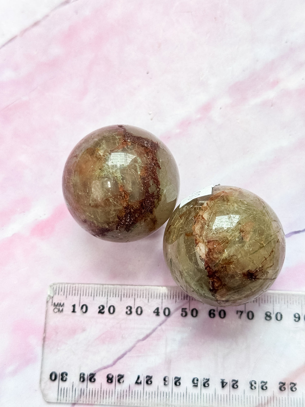 Low Grade Rutile Quartz Spheres