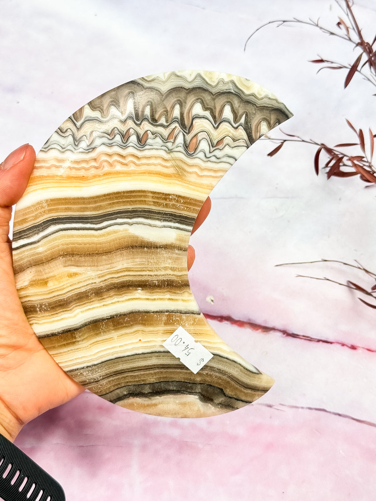 Yellow Calcite with Aragonite Moon