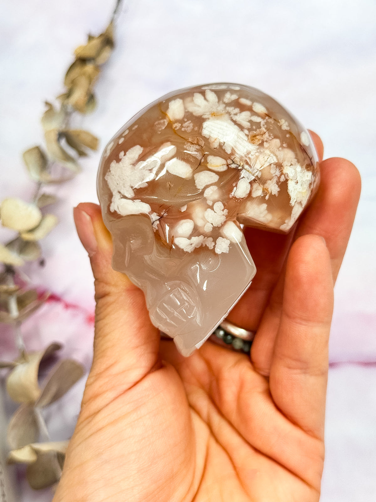 Flower Agate Skull