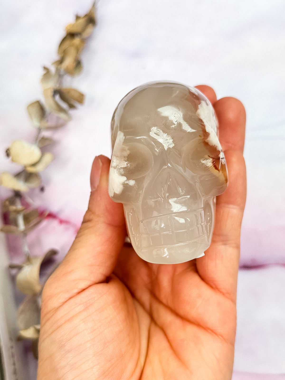 Flower Agate Skull