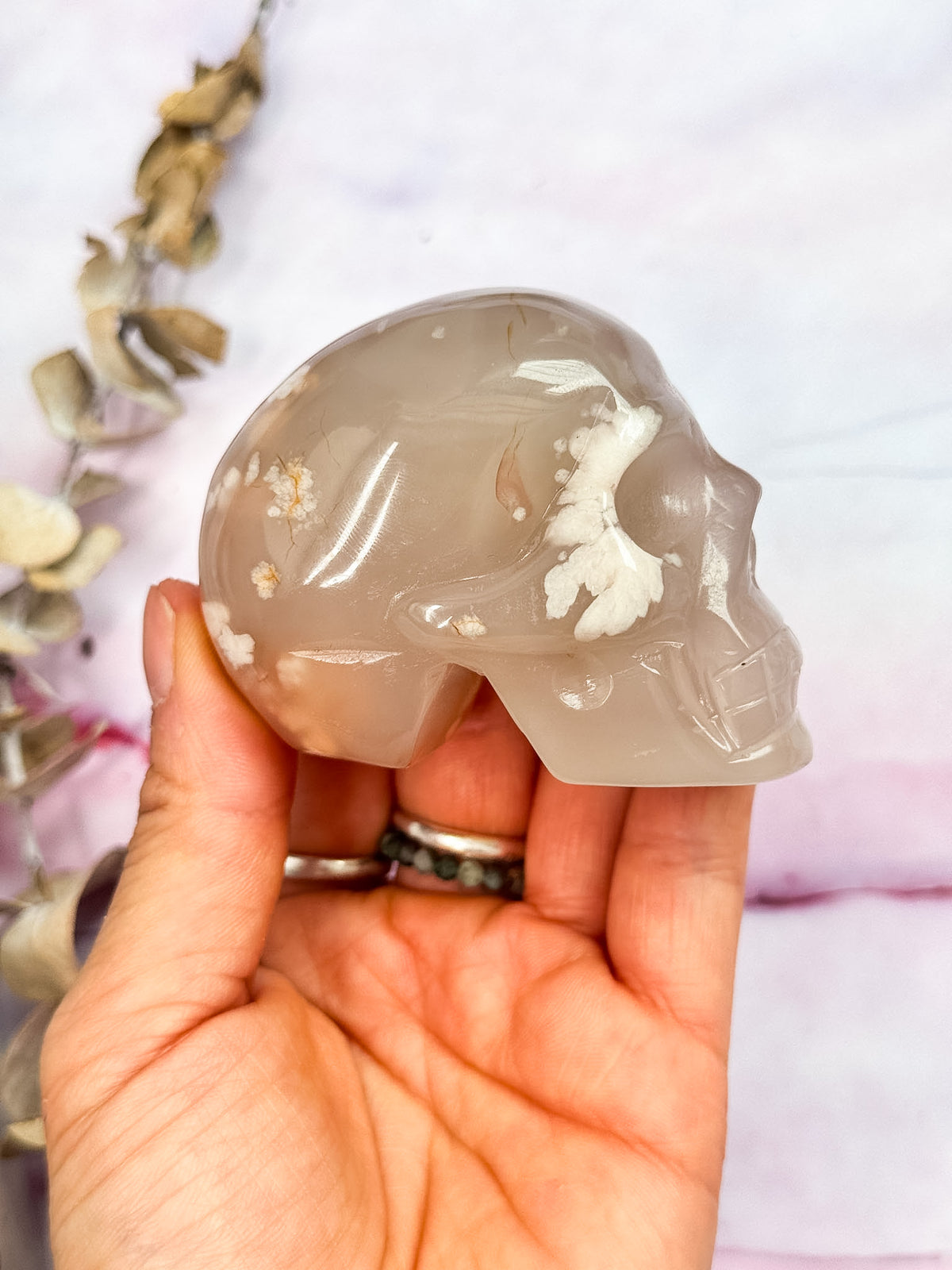 Flower Agate Skull